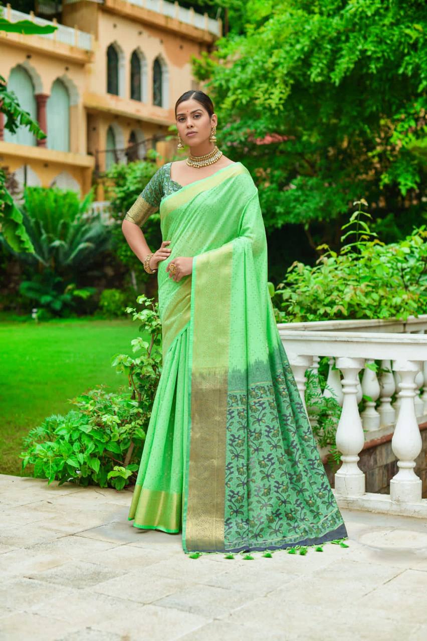 Green Premium Chanderi Silk Saree