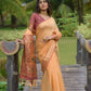 Orange Premium Chanderi Silk Saree With Unique Meena Weaves