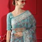 Sky Blue Soft Organza Silk Saree